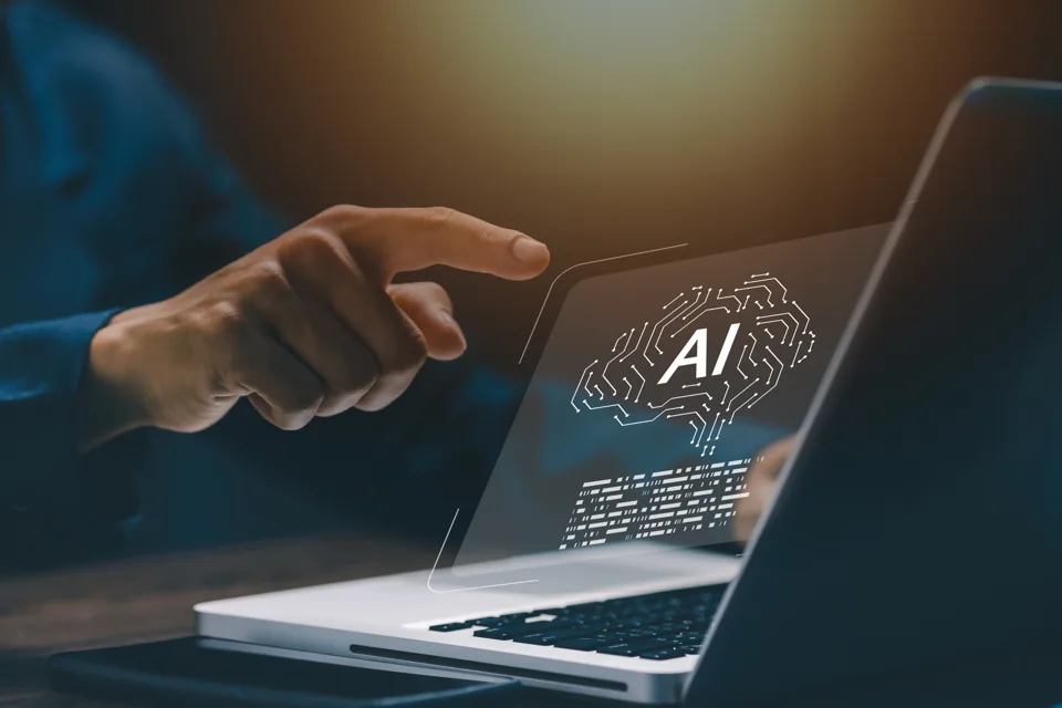 Imagem ilustrativa sobre inteligência artificial em um notebook